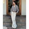 image:imageMANGOPOP Womens Ruffle Neck Plaid Button Down Shirts Long Sleeve Gingham Dress Tops Busines Casual Checkered BlousesBlack