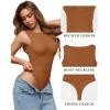 image:imageMANGOPOP Womens Tank Top Mesh Ruched Bodysuit Boat Neck Double Lined Sleeveless Thong Body Suit Going Out Summer Tops04 Brown