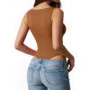 image:imageMANGOPOP Womens Tank Top Mesh Ruched Bodysuit Boat Neck Double Lined Sleeveless Thong Body Suit Going Out Summer Tops04 Brown