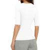 image:imageMANGOPOP Sexy Half Sleeve Tops for Women Scoop Neck Slim Fitted Casual Going Out T Shirt Tops 2026 TrendyCreamy White