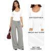 image:imageMANGOPOP Sexy Half Sleeve Tops for Women Scoop Neck Slim Fitted Casual Going Out T Shirt Tops 2026 TrendyCreamy White