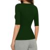 image:imageMANGOPOP Sexy Half Sleeve Tops for Women Scoop Neck Slim Fitted Casual Going Out T Shirt Tops 2026 TrendyDeep Green