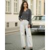 image:imageMANGOPOP Tunic Tops for Women Loose Fit Dressy  Ribbed Henley VNeck Soft Smart Casual Top Work WeekendsBlack Grey