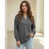 image:imageMANGOPOP Tunic Tops for Women Loose Fit Dressy  Ribbed Henley VNeck Soft Smart Casual Top Work WeekendsBlack Grey