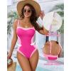 image:imageMANGOPOP Women One Piece Swimsuit Tummy Control Slimming Swim Suits Color Block Bathing Suit 2026 Beach Vacation SwimwearPink