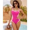 image:imageMANGOPOP Women One Piece Swimsuit Tummy Control Slimming Swim Suits Color Block Bathing Suit 2026 Beach Vacation SwimwearPink
