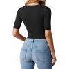 image:imageMANGOPOP WomenS Half Sleeve Bodysuit Square Neck 34 Sleeve Body Suits Dressy Fitted Going Out TopsA01 Black