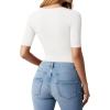 image:imageMANGOPOP WomenS Half Sleeve Bodysuit Square Neck 34 Sleeve Body Suits Dressy Fitted Going Out TopsA02 White