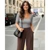 image:imageMANGOPOP WomenS Half Sleeve Bodysuit Square Neck 34 Sleeve Body Suits Dressy Fitted Going Out TopsElephant Grey