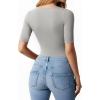 image:imageMANGOPOP WomenS Half Sleeve Bodysuit Square Neck 34 Sleeve Body Suits Dressy Fitted Going Out TopsElephant Grey