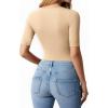 image:imageMANGOPOP WomenS Half Sleeve Bodysuit Square Neck 34 Sleeve Body Suits Dressy Fitted Going Out TopsSemolina