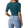 image:imageMANGOPOP WomenS Half Sleeve Bodysuit Square Neck 34 Sleeve Body Suits Dressy Fitted Going Out TopsWheat Green