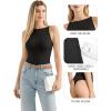 image:imageMANGOPOP Womens Boat Neck Tank Top Bodysuit Double Lined Sleeveless Cami Body Suit Going Out Adjustable Spaghetti Strap Tops01 Black