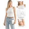 image:imageMANGOPOP Womens Boat Neck Tank Top Bodysuit Double Lined Sleeveless Cami Body Suit Going Out Adjustable Spaghetti Strap Tops02 White