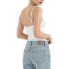 image:imageMANGOPOP Womens Boat Neck Tank Top Bodysuit Double Lined Sleeveless Cami Body Suit Going Out Adjustable Spaghetti Strap Tops02 White