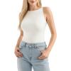 image:imageMANGOPOP Womens Boat Neck Tank Top Bodysuit Double Lined Sleeveless Cami Body Suit Going Out Adjustable Spaghetti Strap Tops02 White