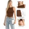 image:imageMANGOPOP Womens Boat Neck Tank Top Bodysuit Double Lined Sleeveless Cami Body Suit Going Out Adjustable Spaghetti Strap TopsCoffee
