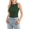 image:imageMANGOPOP Womens Boat Neck Tank Top Bodysuit Double Lined Sleeveless Cami Body Suit Going Out Adjustable Spaghetti Strap TopsDeep Green