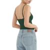 image:imageMANGOPOP Womens Boat Neck Tank Top Bodysuit Double Lined Sleeveless Cami Body Suit Going Out Adjustable Spaghetti Strap TopsDeep Green