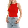 image:imageMANGOPOP Womens Boat Neck Tank Top Bodysuit Double Lined Sleeveless Cami Body Suit Going Out Adjustable Spaghetti Strap TopsRed