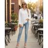 image:imageMANGOPOP Womens Button Down Shirts Long Sleeve Ruffle Neck Dress Shirts Business Casual Solid Blouses Tops Trendy OutfitWhite