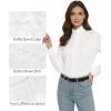 image:imageMANGOPOP Womens Button Down Shirts Long Sleeve Ruffle Neck Dress Shirts Business Casual Solid Blouses Tops Trendy OutfitWhite