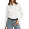 image:imageMANGOPOP Womens Button Down Shirts Long Sleeve Ruffle Neck Dress Shirts Business Casual Solid Blouses Tops Trendy OutfitWhite
