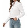 image:imageMANGOPOP Womens Button Down Shirts Long Sleeve Ruffle Neck Dress Shirts Business Casual Solid Blouses Tops Trendy OutfitWhite