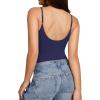 image:imageMANGOPOP Womens Cami Thong Double Lined Bodysuit Scoop Neck Backless Body Suit Sexy Adjustable Spaghetti Strap Tank Top 2026Deep Blue