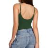 image:imageMANGOPOP Womens Cami Thong Double Lined Bodysuit Scoop Neck Backless Body Suit Sexy Adjustable Spaghetti Strap Tank Top 2026Deep Green