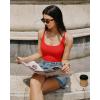 image:imageMANGOPOP Womens Cami Thong Double Lined Bodysuit Scoop Neck Backless Body Suit Sexy Adjustable Spaghetti Strap Tank Top 2026Red