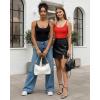 image:imageMANGOPOP Womens Cami Thong Double Lined Bodysuit Scoop Neck Backless Body Suit Sexy Adjustable Spaghetti Strap Tank Top 2026Red