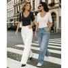 image:imageMANGOPOP Womens Half Sleeve Scoop Neck Top Mid Elbow 34 Sleeve T Shirts Going Out Casual Trendy 2026Black
