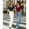 image:imageMANGOPOP Womens Half Sleeve Scoop Neck Top Mid Elbow 34 Sleeve T Shirts Going Out Casual Trendy 2026Burgundy