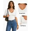 image:imageMANGOPOP Womens Half Sleeve Scoop Neck Top Mid Elbow 34 Sleeve T Shirts Going Out Casual Trendy 2026Creamy White