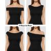 image:imageMANGOPOP Womens Off The Shoulder Double Lined Bodysuit Versatile Thong Body Suit Going Out Summer Trendy Tops01 Black