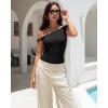 image:imageMANGOPOP Womens Off The Shoulder Double Lined Bodysuit Versatile Thong Body Suit Going Out Summer Trendy Tops01 Black