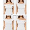 image:imageMANGOPOP Womens Off The Shoulder Double Lined Bodysuit Versatile Thong Body Suit Going Out Summer Trendy Tops02 White