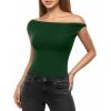 image:imageMANGOPOP Womens Off The Shoulder Double Lined Bodysuit Versatile Thong Body Suit Going Out Summer Trendy TopsDeep Green