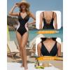 image:imageMANGOPOP Womens One Piece Swimsuits Slimming Tummy Control Bathing Suit Color Block Swim Suits 2026 Beach Vacation ClothesAblack