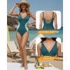 image:imageMANGOPOP Womens One Piece Swimsuits Slimming Tummy Control Bathing Suit Color Block Swim Suits 2026 Beach Vacation ClothesBlue
