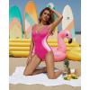 image:imageMANGOPOP Womens One Piece Swimsuits Slimming Tummy Control Bathing Suit Color Block Swim Suits 2026 Beach Vacation ClothesBpink