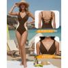 image:imageMANGOPOP Womens One Piece Swimsuits Slimming Tummy Control Bathing Suit Color Block Swim Suits 2026 Beach Vacation ClothesBrown