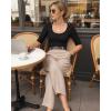 image:imageMANGOPOP Womens Scoop Neck Half Sleeve Bodysuit 34 Sleeve Sexy Body Suit Slim Fitted Going Out Shirts Tops01 Black