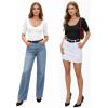image:imageMANGOPOP Womens Scoop Neck Half Sleeve Bodysuit 34 Sleeve Sexy Body Suit Slim Fitted Going Out Shirts Tops02 White