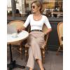 image:imageMANGOPOP Womens Scoop Neck Half Sleeve Bodysuit 34 Sleeve Sexy Body Suit Slim Fitted Going Out Shirts Tops02 White