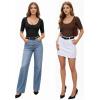 image:imageMANGOPOP Womens Scoop Neck Half Sleeve Bodysuit 34 Sleeve Sexy Body Suit Slim Fitted Going Out Shirts TopsCoffee