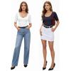 image:imageMANGOPOP Womens Scoop Neck Half Sleeve Bodysuit 34 Sleeve Sexy Body Suit Slim Fitted Going Out Shirts TopsDeep Blue