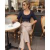 image:imageMANGOPOP Womens Scoop Neck Half Sleeve Bodysuit 34 Sleeve Sexy Body Suit Slim Fitted Going Out Shirts TopsDeep Blue