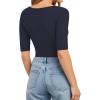 image:imageMANGOPOP Womens Scoop Neck Half Sleeve Bodysuit 34 Sleeve Sexy Body Suit Slim Fitted Going Out Shirts TopsDeep Blue